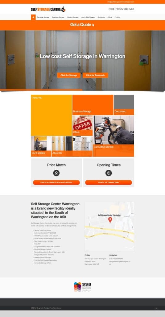 self storage centre old home page